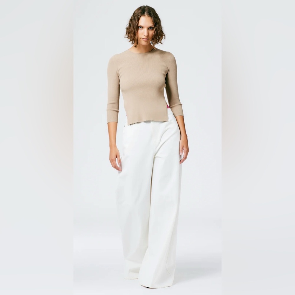 Tibi Giselle Stretch Sweater Circle Openback Pullover, Size M